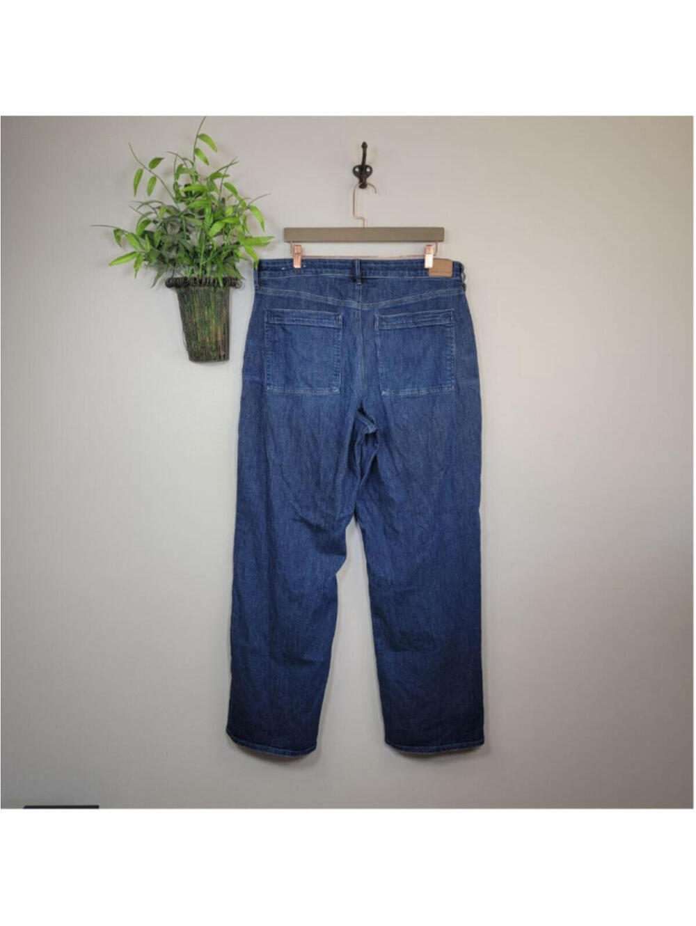 AE 16 American Eagle Dreamy Drape Super High Rise Baggy Wide Leg Jeans Dark Blue - Picture 9 of 11